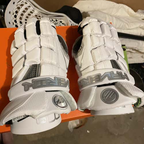 White New Player's Maverik M4 13" Lacrosse Gloves