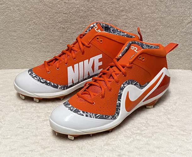 NIKE Zoom Trout 4 Men's Size 10 White/Orange Metal Baseball Cleats 917837-881