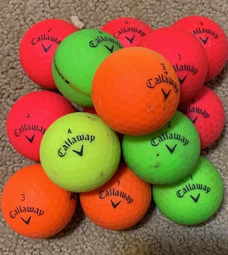 15 Used Callaway Supersoft/super Hot Matte Colored Balls