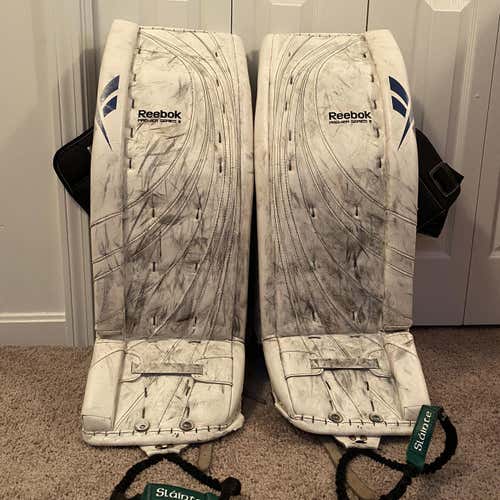 White Senior 35" Reebok Premier Series III Goalie Leg Pads