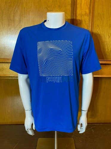The North Face Blue Polyester-Elastane Athletic T-Shirt Men's Large EXCELLENT