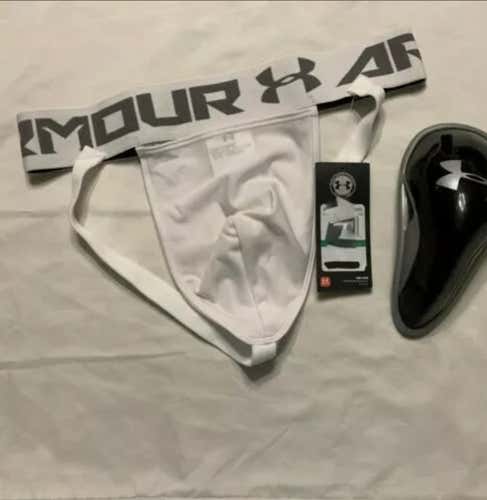 White New Adult Men's Small Under Armour jock strap and cup