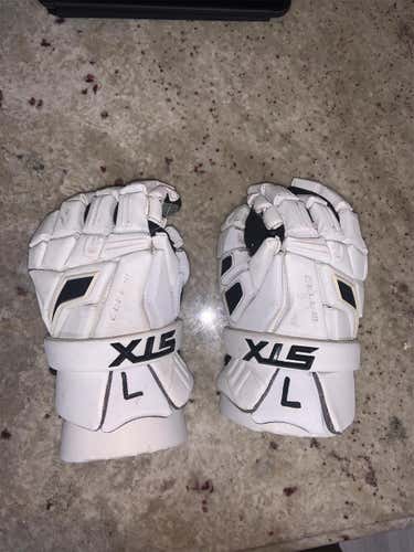 White Used Player's STX Cell III 13" Lacrosse Gloves