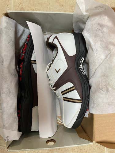 New White and Brown Men's Size 13 (Women's 14) Callaway Golf Shoes M291