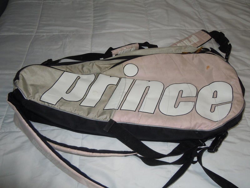Used Prince tour team tennis carry Bag Backpack -12 pack-multi racket-pink/gray/back-Woman-female