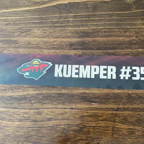 NHL Minnesota Wild Darcy Kuemper Game Used Locker Stall Nameplate