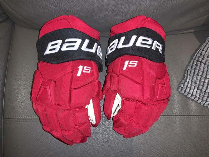 NHL NJ DEVILS PALMIERI GAME USED Bauer Supreme 1S 14" Pro Stock Gloves