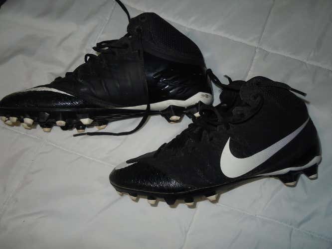 NIKE Adult Men's Size 11 Molded Cleats -HIGH TOP-BLACK/WHITE