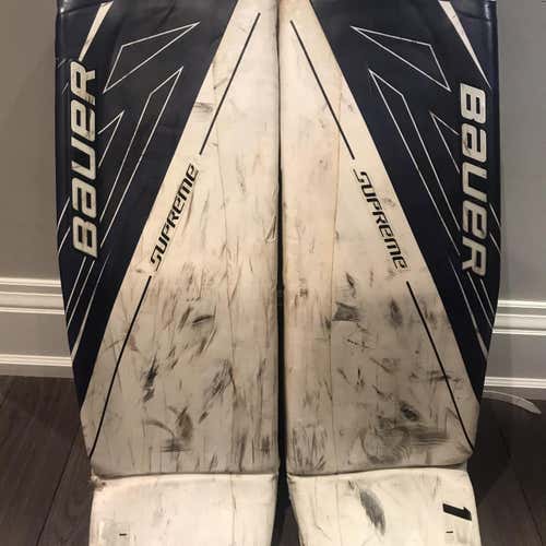 Navy 34" Large Bauer Supreme 1S Pro Stock Goalie Pads