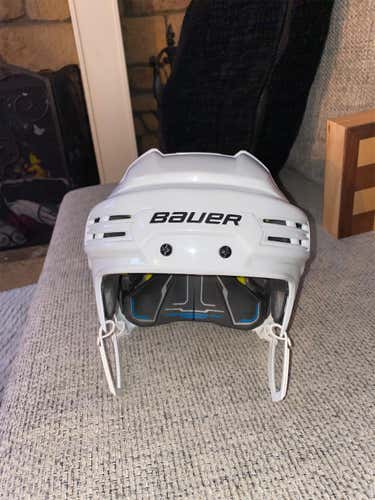 White New/Unused Medium Bauer Re-Akt 200 Pro Stock Helmet
