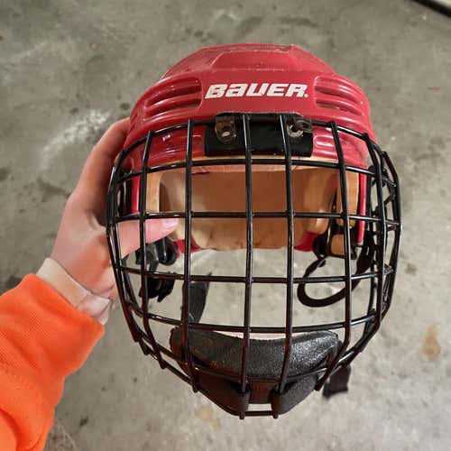 Red Used Small Bauer Helmet