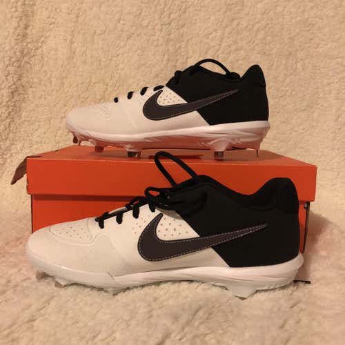 Nike White Alpha Huarache Varsity Low Metal Cleats Size 8.5