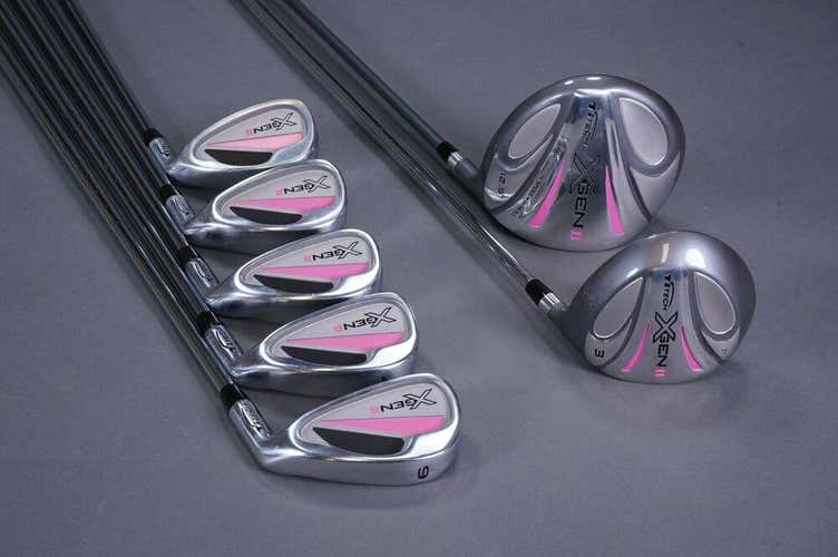 TI TECH X GEN II WOMENS 6-PW & 12.5* DRIVER & 3 WOOD GOLF SET W/ INT. FLEX