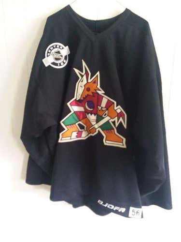 Phoenix Coyotes worn Jay Leach #47 black Jofa practice jersey size 56 (everything sewn on) 2000-2002