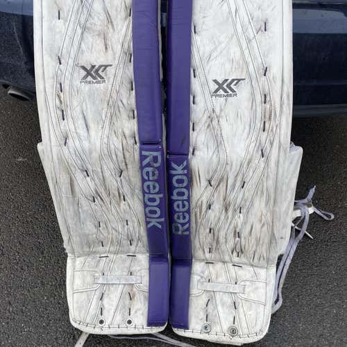 White Senior 36" Reebok Premier XLT Pro Stock Goalie Leg Pads