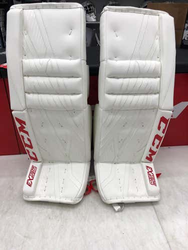 White New Senior 33"+1" CCM Extreme Flex lll Goalie Leg Pads