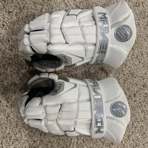White Used Player's Maverik M4 13" Lacrosse Gloves