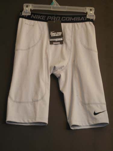 White Nike Pro Combat Compression Shorts