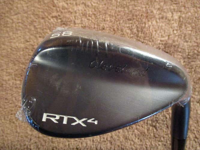 New Factory Sealed Cleveland RTX 4 Black Wedge 58/09 FULL Stiff RH