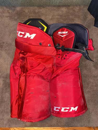 Red Senior Large CCM Tacks 6052 Pro Stock Hockey Pants