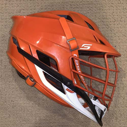 Used Cascade S. orange shell, cage & chin strap.white chin and washer. mohawk decal optional.osfm