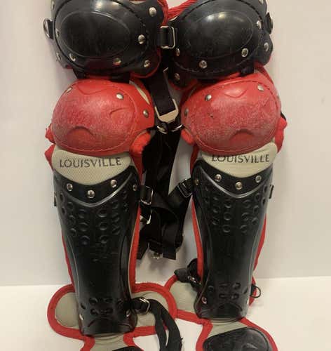 Used Louisville Slugger Lg Youth Catchers Shin Guards Black