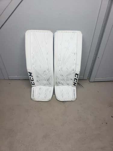 White Used Senior 34" CCM Premier II Pro Goalie Leg Pads