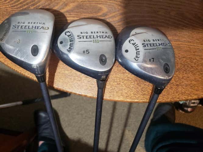 Used Men's Callaway Right Handed BIG BERTHA STEELHEAD III Fairway Woods Regular Flex