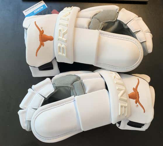 White New Goalie Brine King Elite Lacrosse Gloves 14"