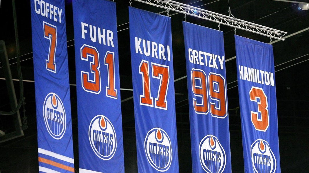 Edmonton Oilers Retired Numbers Banner Frame - NHL Auctions
