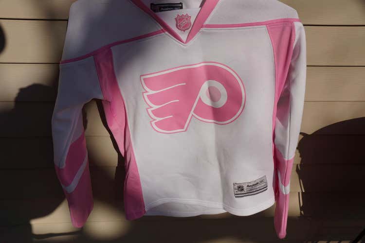 White Used Women's Adult Small Flyers Pink Reebok Jersey