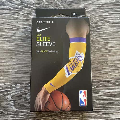 Nike Elite Arm Sleeve NBA LA Lakers Logo Size L/XL Lebron DRI-FIT NWT