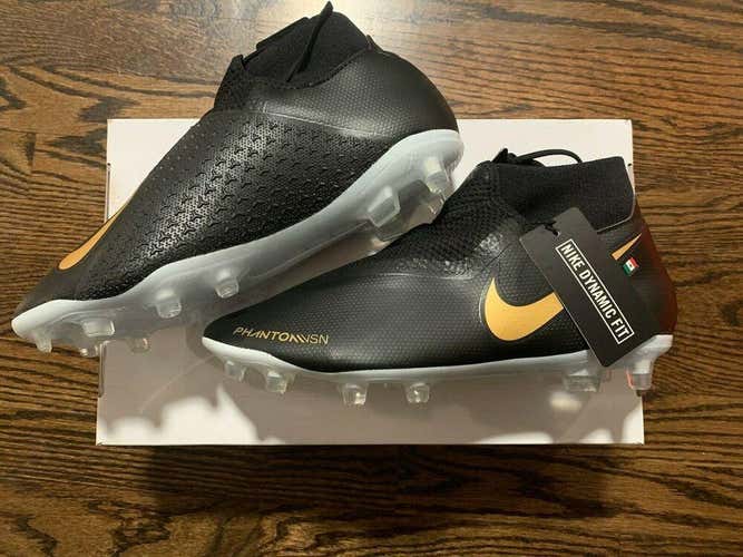 Men's Nike Phantom Vision Academy Football Soccer Cleats Shoes 8.5 Black Gold
