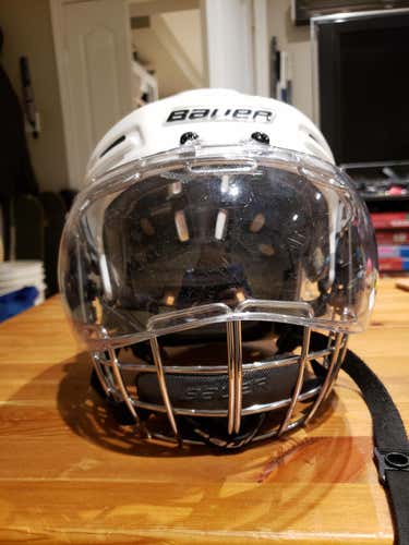 White Used Medium Bauer Helmet