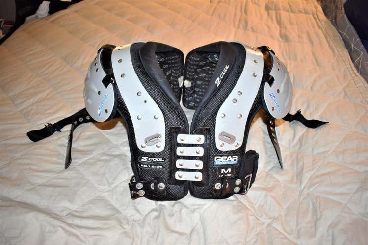 Gear PRO-TEC Z-Cool Football Pads RB/LB/DE w/ Back Plate, Medium (17-18) - Great Condition!