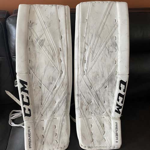 White Senior 34" CCM Premier II Pro Pro Stock Goalie Leg Pads