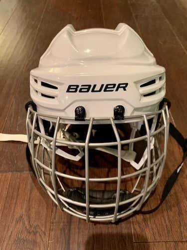 White Used Medium Bauer IMS 5.0 Helmet and Cage