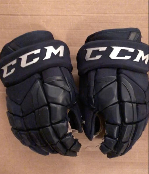 Navy pro stock CCM HG12 Gloves 14"