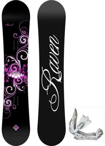 NEW $600 Raven Natural Snowboard & Avalanche Bindings Combo 148CM Rocker Ride
