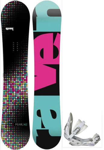 NEW $600 Raven Pearl Snowboard & Avalanche Bindings Combo 142CM Rocker Ride