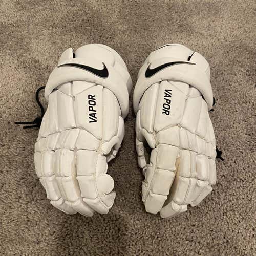 White Used Player's Nike Vapor 13" Lacrosse Gloves