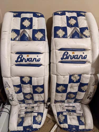 Pro return Trevor Kidd Maple Leafs 36" Brian's Goalie Leg Pads Pro Stock