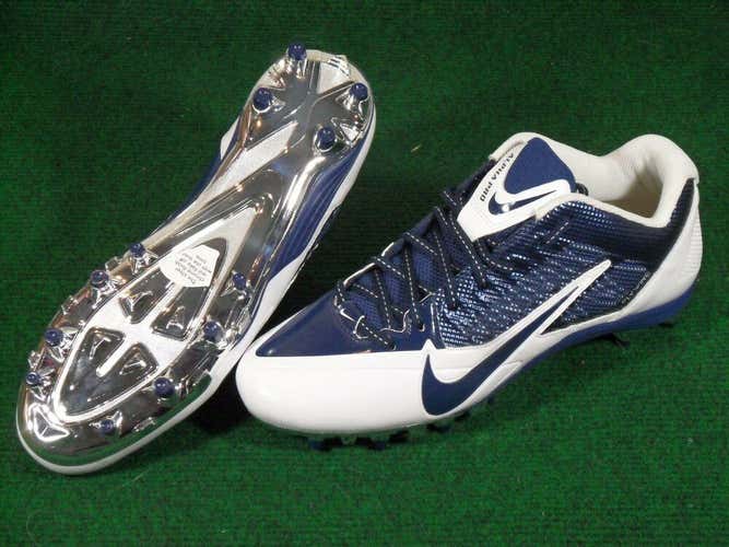 Nike Alpha Pro Low TD Promo Sample Football Cleats Navy Blue White Silver Chrome