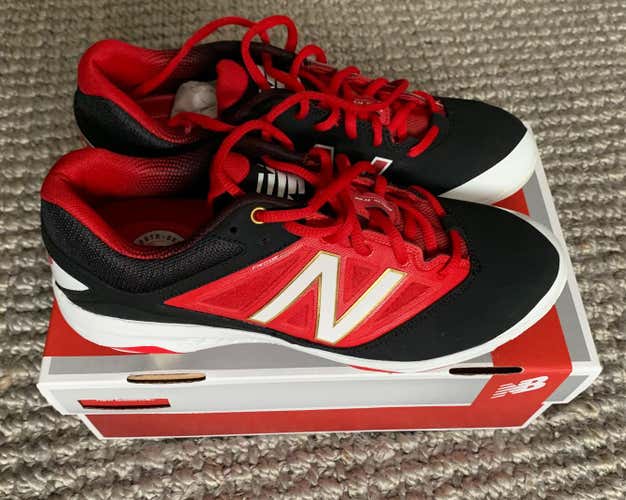 New Balance- Rev Lite RC -  Red/Black New Adult Men's Size 9.5 metal cleats (gold)