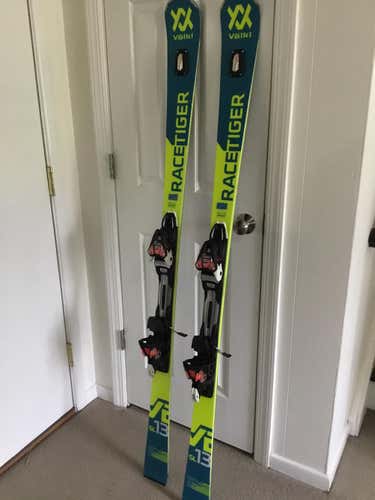 Used 2019 165cm Volkl Racing Racetiger SL Skis With RMotion 12 GW bindings, $375 or best offer