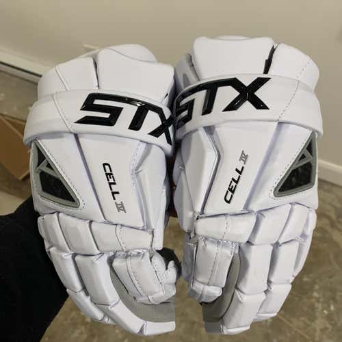 White New Player's STX Cell IV 13" Lacrosse Gloves