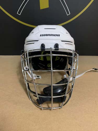 White Used Adult Player's Warrior Alpha One Pro Helmet