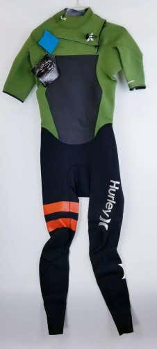 New $230 Men's Hurley Fusion 202 Wetsuit 2/2MM Short Sleeve Fullsuit Green XS