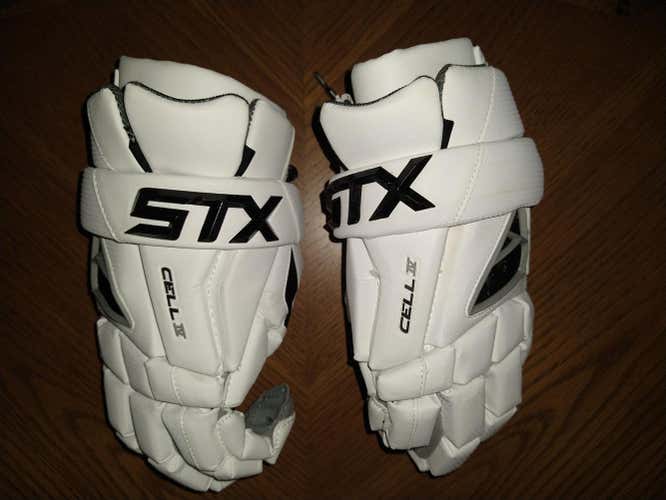 White New STX Cell IV (4) Lacrosse Gloves 12"