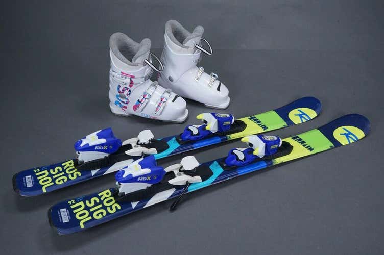 ROSSIGNOL TERRAIN 92CM SKIS W/ FUN GIRL US 5.5 BOOTS & KID X BINDINGS ~ L@@K!!